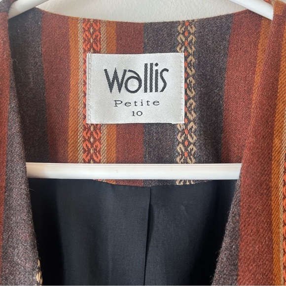 Wallis vintage one button retro western boho chic striped blazer women’s size 10 - Picture 2 of 11